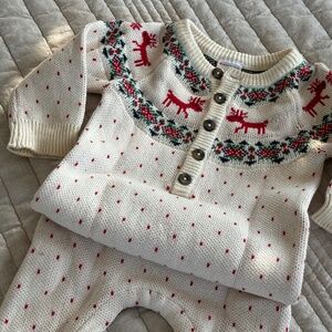 Hanna Andersson Baby Holiday Romper in Combed Cotton (Dear Deer), 18-24 Months
